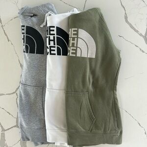 North Face Women's Sweatshirt Bundle X3 Large, Grey, White, and Camo Green